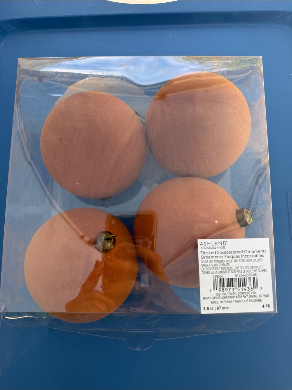 Ashland Flocked Round Ornaments in Rust